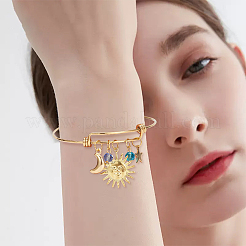 10Pcs 2 Colors Adjustable 304 Stainless Steel Bangles Making&nbsp;MAK-BBC0001-17