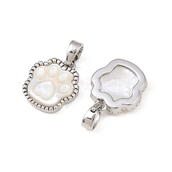 Natural White Shell Paw Print Charms&nbsp;KK-H524-17P
