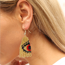 Glass Seed Beaded Dangle Earrings&nbsp;UP1893-03