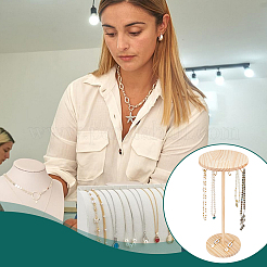 Rotatable Round Wooden Necklace Displays Stands&nbsp;NDIS-WH0001-22