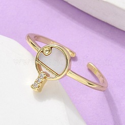 Brass Micro Pave Clear Cubic Zirconia Cuff Rings for Women&nbsp;RJEW-C126-08G