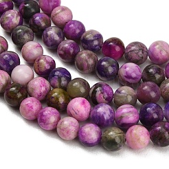 Dyed Natural White JadeImitation Charoite Smooth Round Beads Strands&nbsp;GG-CBA3334-A01-6mm-C