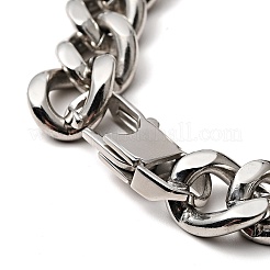 Tarnish Resistant 304 Stainless Steel Rectangle with Skull Link Bracelet with Curb Chains for Men Women&nbsp;BJEW-E009-24P