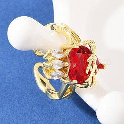 Brass Micro Pave Cubic Zirconia Cuff Rings for Women&nbsp;RJEW-A088-06G