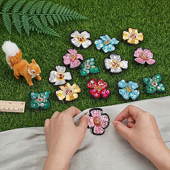 36Pcs 6 Styles Polyester & Plastic Computerized Embroidery Sew on Ornament Accessories&nbsp;DIY-FG0010-62