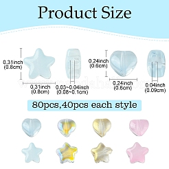 80Pcs 2 Styles Transparent Spray Painted Glass Beads&nbsp;GLAA-YW0003-72A