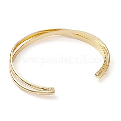 Criss Cross Brass Cuff Bangles&nbsp;BJEW-D039-40G