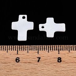 Natural Freshwater Shell Cross Charms&nbsp;SHEL-T020-07