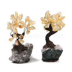 Natural Yellow Quartz Chips Tree Sculpture&nbsp;DJEW-K026-01B