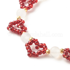 Glass Seed & Natural Agate Beaded Bracelet with Brass Magnetic Clasp&nbsp;BJEW-JB07803