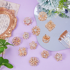 12Pcs 12 Style Crystal Rhinestone Flower Brooch Pins&nbsp;JEWB-GF0001-36A