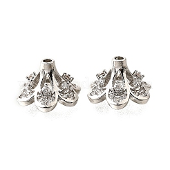 6-Petal Flower Brass Micro Pave Clear Cubic Zirconia Bead Caps&nbsp;KK-V008-32P