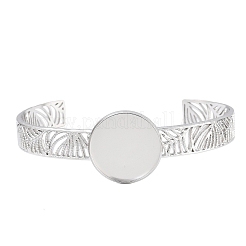 304 Stainless Steel Blank Cuff Bangle Bases with Flat Round Tray&nbsp;SA-CBA82C8-04C-P