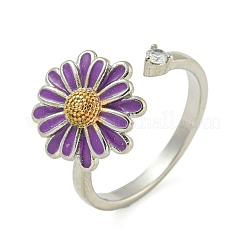 Daisy Enamel Rotatable Cuff Rings for Women&nbsp;RJEW-M016-05P