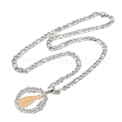 Ring with Virgin Mary 201 Stainless Steel Pendant Necklaces for Men Women&nbsp;NJEW-K283-23G