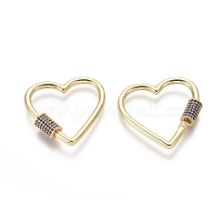 Brass Micro Pave Cubic Zirconia Screw Carabiner Lock Charms&nbsp;ZIRC-I031-11G-04