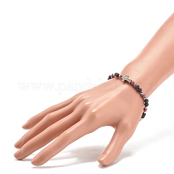 Natural & Synthetic Mixed Gemstone Beaded Stretch Bracelet with Clear Cubic Zirconia Cross for Women&nbsp;BJEW-JB08247