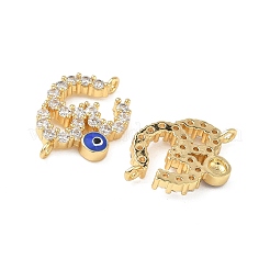 Chakra Brass Micro Pave Clear Cubic Zirconia Enamel Blue Evil Eye Aum Om Symbol Links&nbsp;KK-L256-28G