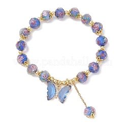 Handmade Gold Sand Lampwork Beaded Charm Bracelets&nbsp;BJEW-JB13010-02