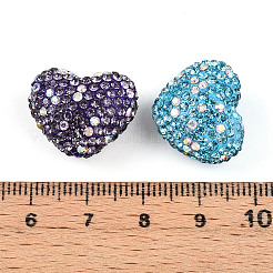 Heart Shaped Polymer Clay Rhinestone Beads&nbsp;PORC-N010-01
