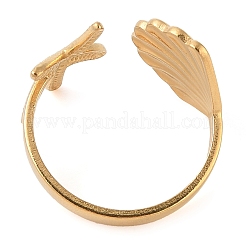 Ion Plating(IP) 304 Stainless Steel Shell & Starfish Shape Open Cuff Rings for Women&nbsp;RJEW-Z057-04G