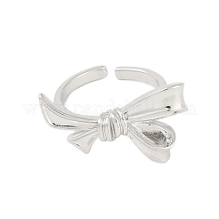 Bowknot Brass Open Cuff Ring for Women&nbsp;RJEW-M176-01A-P