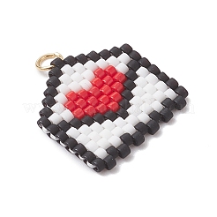Beaded Heart Envelope Charms&nbsp;PALLOY-MZ01092-02