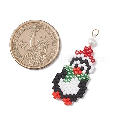 Christmas Glass Seed Beaded Penguin Pendants&nbsp;PALLOY-MZ01044-02