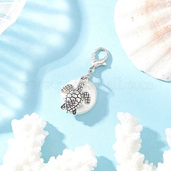 Sea Animal Alloy & ABS Plastic Imitation Pearl Pendant Decorations&nbsp;HJEW-JM03657