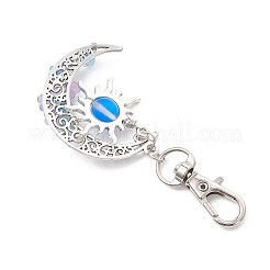 Synthetic Moonstone & Alloy Moon Sun Pendant Decorations&nbsp;HJEW-JM04647