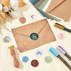 Brass Wax Seal Stamps with Wood Handle&nbsp;AJEW-WH0412-0252