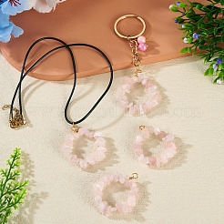 2Pcs Natural Rose Quartz Chip Beaded Pendants&nbsp;PALLOY-TAC0232-02