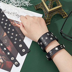 4Pcs 2 Style Imitation Leather Wide Cord Bracelets Set&nbsp;BJEW-GA0001-09
