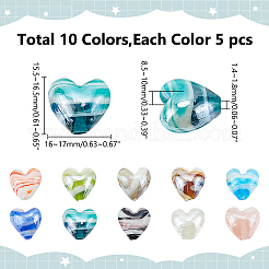 50Pcs 10 Colors Handmade Lampwork Beads&nbsp;LAMP-WR0001-01