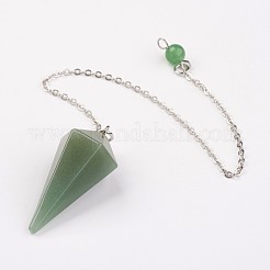Natural Green Aventurine Hexagonal Pointed Dowsing Pendulums&nbsp;G-G956-D06-FF
