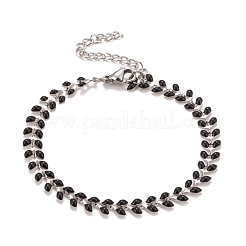 Enamel Wheat Link Chains Bracelet&nbsp;BJEW-P271-02P