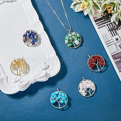 2 Sets Gemstone Copper Wire Wrapped Pendants&nbsp;FIND-FH0005-04