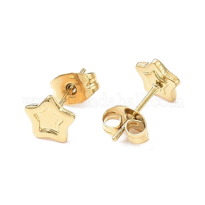 Ion Plating(IP) 304 Stainless Steel Stud Earring Finding&nbsp;EJEW-I285-30G-1