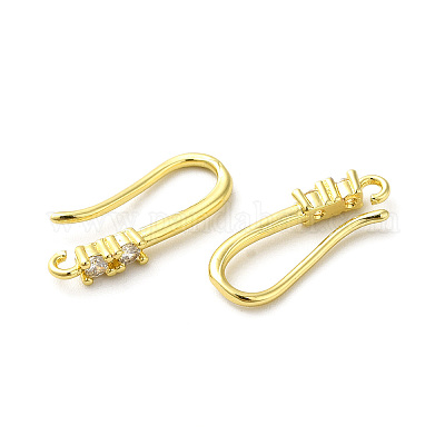 Brass Micro Pave Clear Cubic Zirconia Earring Hooks&nbsp;ZIRC-R112-10G-1