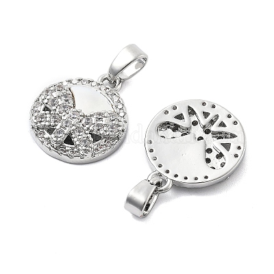 Brass Micro Pave Cubic Zirconia Charms&nbsp;KK-L222-017P-1