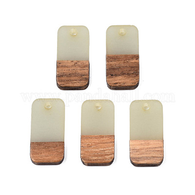 Two-tone Transparent Resin & Walnut Wood Pendants&nbsp;RESI-S384-008A-B05-1