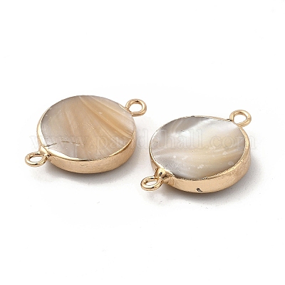 Natural Trochid Shell Connector Charms&nbsp;PEAR-P004-54KCG-1