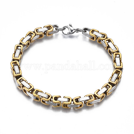Steel Nation Two-Tone Textured Link Bracelet For Men – 8.5 Inch Stainless Steel Cuff | Hypoallergenic & Stylish - View #2