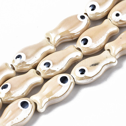 Handmade Porcelain Ceramic Beads Strands PORC-T006-03K-1