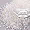 Glass Bugle Beads, Transparent Colours Rainbow, Clear, 2.5~3x2mm, Hole: 0.9mm, about 15000pcs/pound