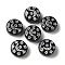 Transparent Lampwork Beads, Flat Round with Moon & Stars, Black, 13x5mm, Hole: 1mm, about 70~82pcs/100g