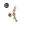 G23 Titanium with Clear Cubic Zirconia Internally Threaded Labrets, Moon, Golden, 8mm, Pin: 1.2mm