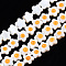 Natural Freshwater Shell Beads Strands, Single Side with Enamel, Flower, Orange, 6.5~7x6.5~7x3mm, Hole: 0.7mm, about 56~63pcs/strand, 13.62 inch~15.55 inch(34.6~39.5cm)
