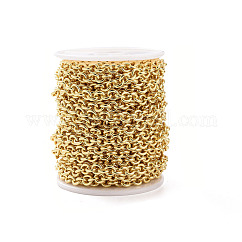 Brass Cable Chains, Cadmium Free & Lead Free, with Spool, Soldered, Long-Lasting Plated, Ring, Real 18K Gold Plated, Links: 6x5.8x1.4mm, about 32.8 Feet(10m)/roll