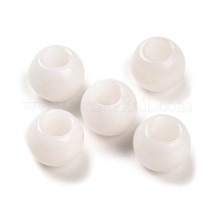 Natural White Jade European Beads, Large Hole Beads, Round, 12x9.5~11mm, Hole: 5~6mm